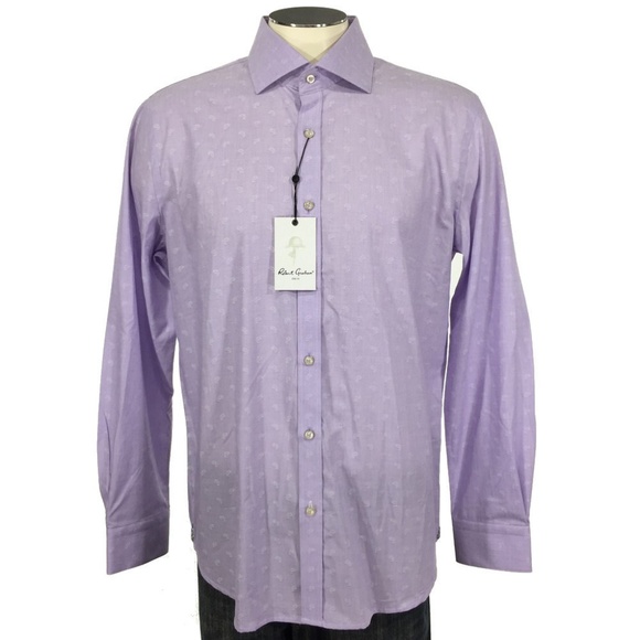 NWT Robert Graham Derry Button Shirt Lavender Paisley Flip Cuff Men - Picture 3 of 7